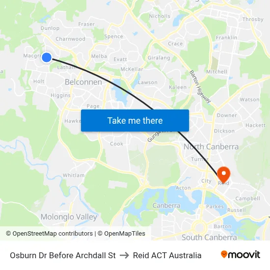 Osburn Dr Before Archdall St to Reid ACT Australia map