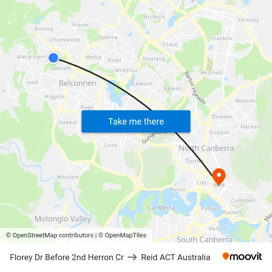 Florey Dr Before 2nd Herron Cr to Reid ACT Australia map