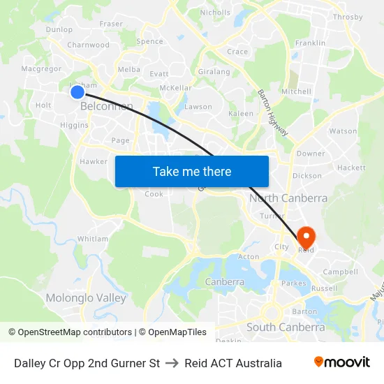 Dalley Cr Opp 2nd Gurner St to Reid ACT Australia map