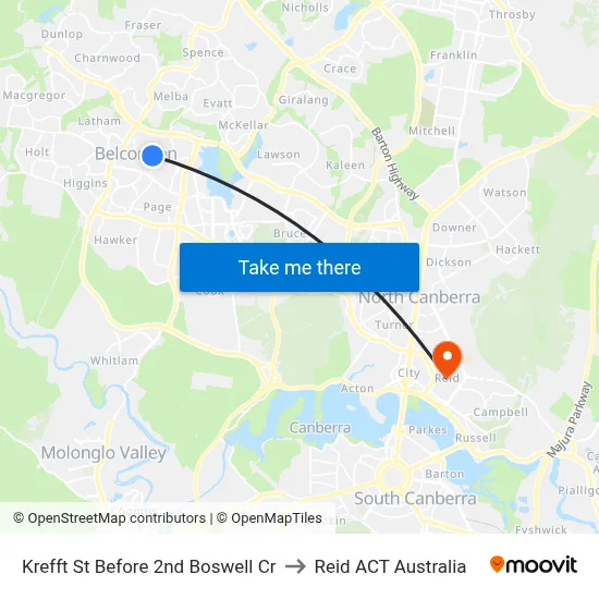 Krefft St Before 2nd Boswell Cr to Reid ACT Australia map