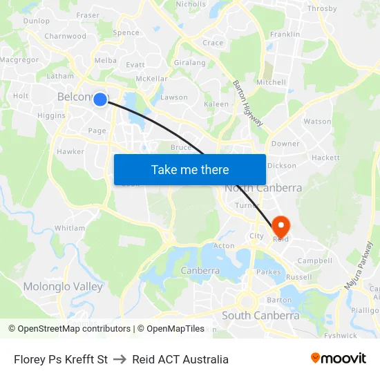 Florey Ps Krefft St to Reid ACT Australia map