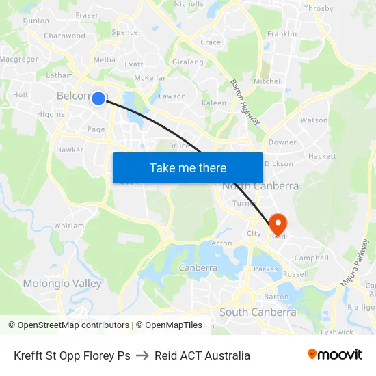 Krefft St Opp Florey Ps to Reid ACT Australia map