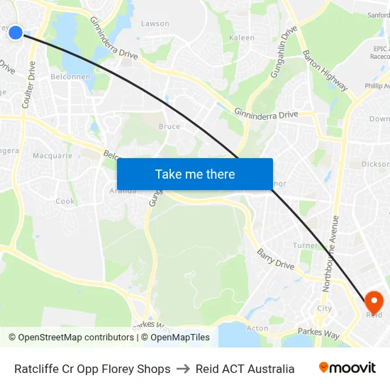 Ratcliffe Cr Opp Florey Shops to Reid ACT Australia map