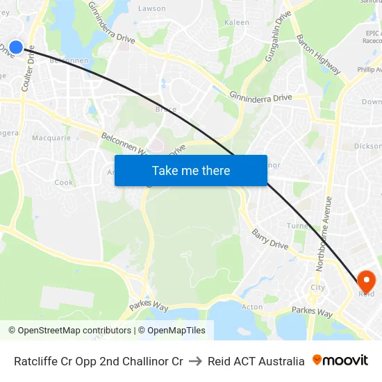 Ratcliffe Cr Opp 2nd Challinor Cr to Reid ACT Australia map