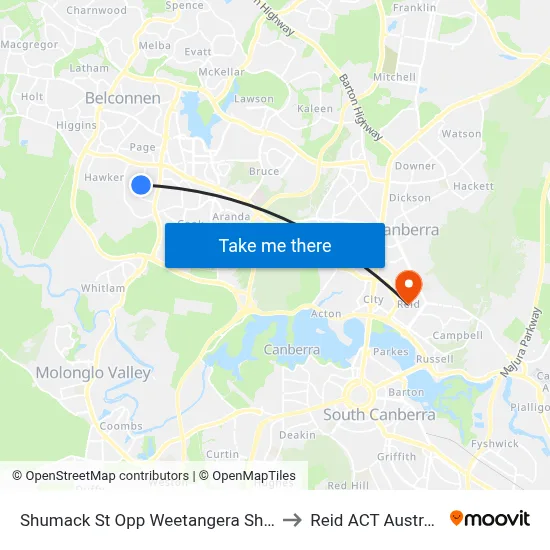 Shumack St Opp Weetangera Shops to Reid ACT Australia map