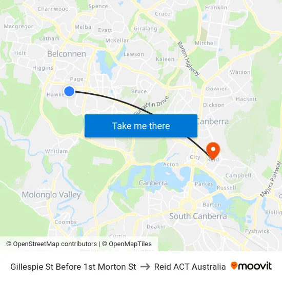 Gillespie St Before 1st Morton St to Reid ACT Australia map