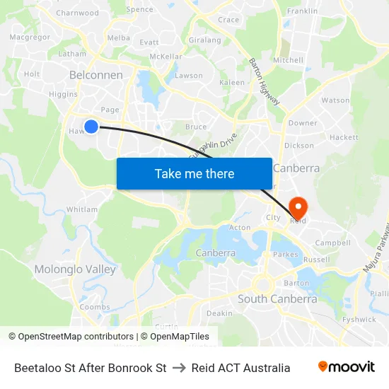 Beetaloo St After Bonrook St to Reid ACT Australia map
