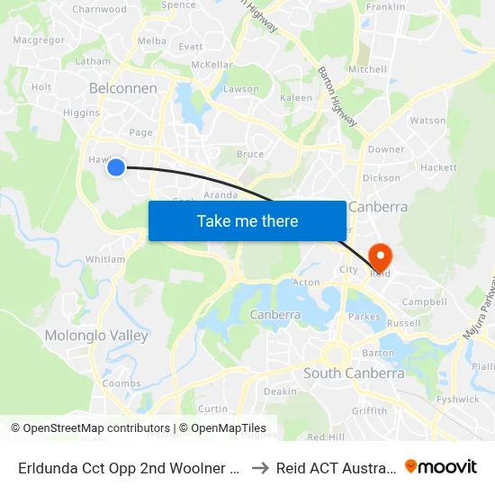 Erldunda Cct Opp 2nd Woolner Cct to Reid ACT Australia map