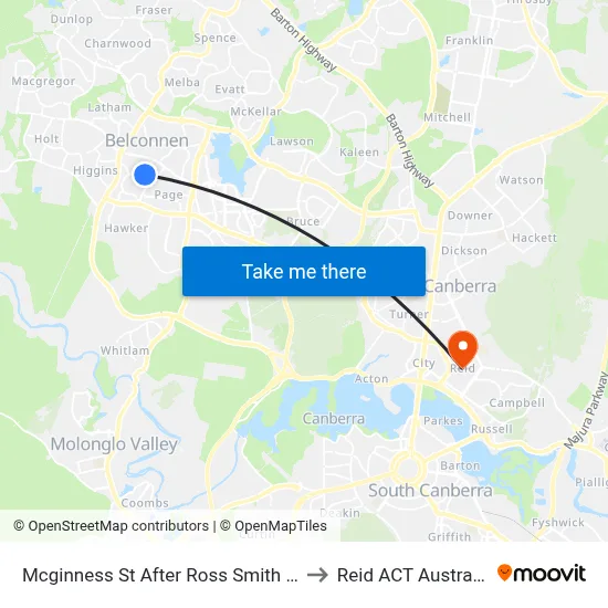 Mcginness St After Ross Smith Cr to Reid ACT Australia map