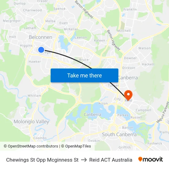 Chewings St Opp Mcginness St to Reid ACT Australia map