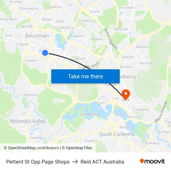 Petterd St Opp Page Shops to Reid ACT Australia map