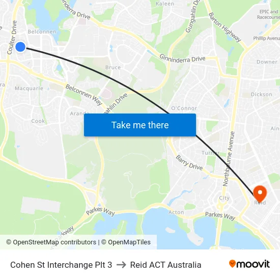Cohen St Interchange Plt 3 to Reid ACT Australia map