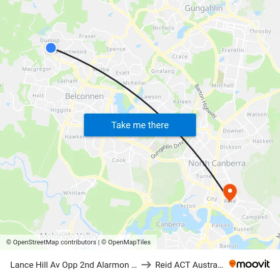 Lance Hill Av Opp 2nd Alarmon Cr to Reid ACT Australia map