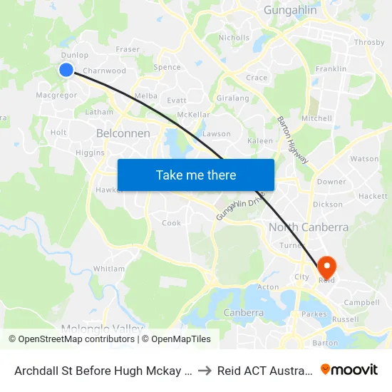 Archdall St Before Hugh Mckay Cr to Reid ACT Australia map