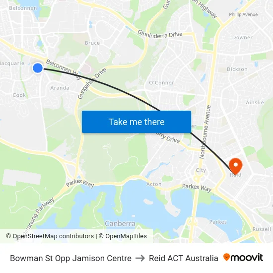 Bowman St Opp Jamison Centre to Reid ACT Australia map