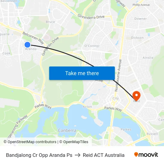 Bandjalong Cr Opp Aranda Ps to Reid ACT Australia map