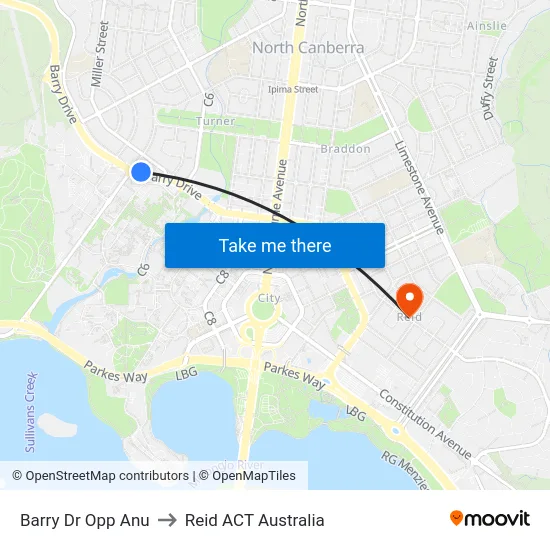 Barry Dr Opp Anu to Reid ACT Australia map