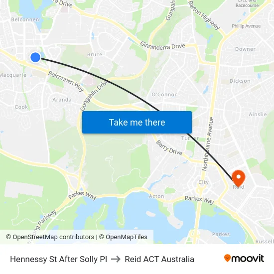 Hennessy St After Solly Pl to Reid ACT Australia map
