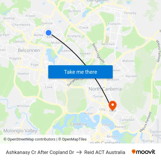 Ashkanasy Cr After Copland Dr to Reid ACT Australia map