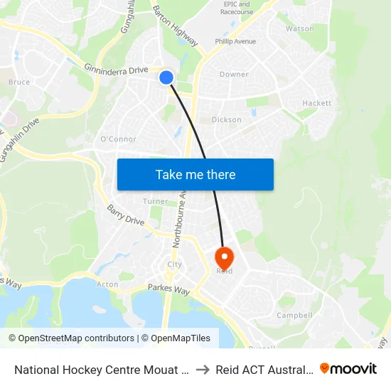 National Hockey Centre Mouat St to Reid ACT Australia map