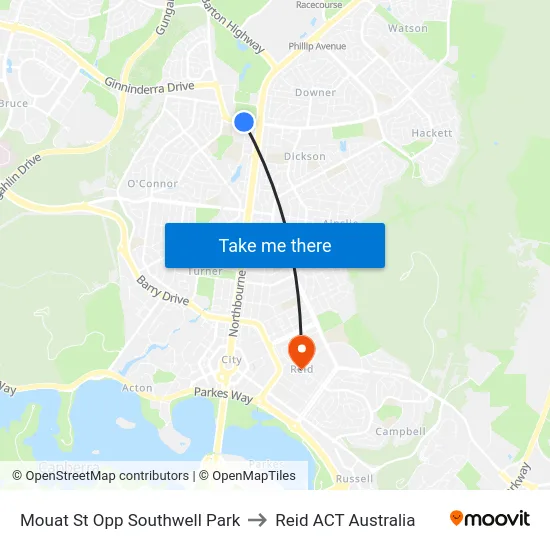 Mouat St Opp Southwell Park to Reid ACT Australia map
