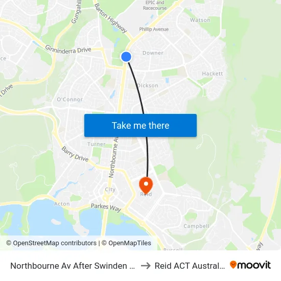 Northbourne Av After Swinden St to Reid ACT Australia map