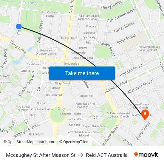 Mccaughey St After Masson St to Reid ACT Australia map