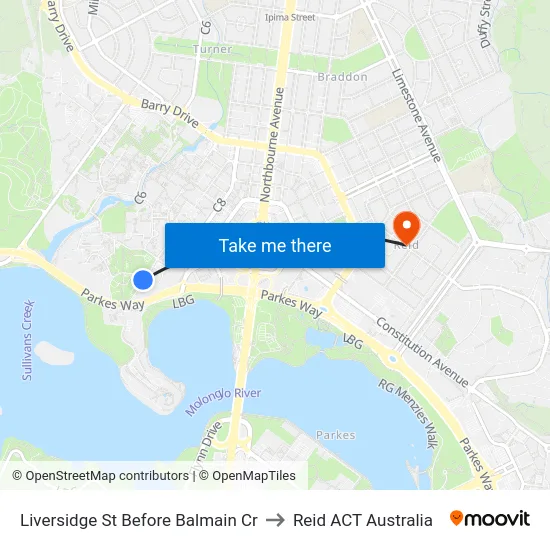 Liversidge St Before Balmain Cr to Reid ACT Australia map