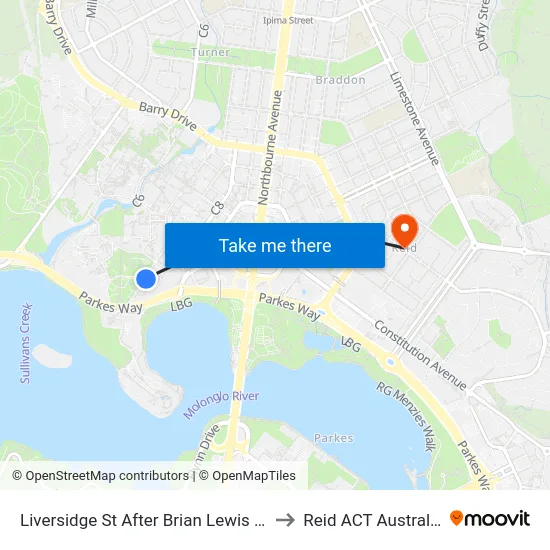 Liversidge St After Brian Lewis Cr to Reid ACT Australia map