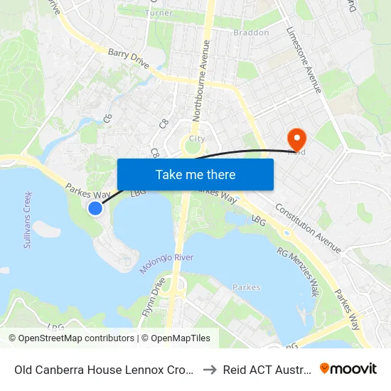 Old Canberra House Lennox Crossing to Reid ACT Australia map