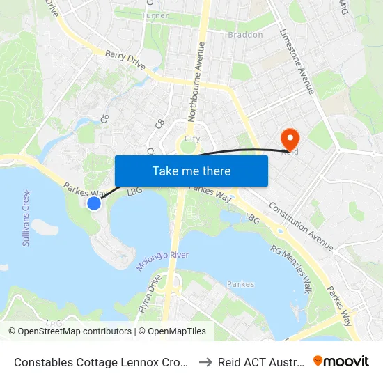 Constables Cottage Lennox Crossing to Reid ACT Australia map