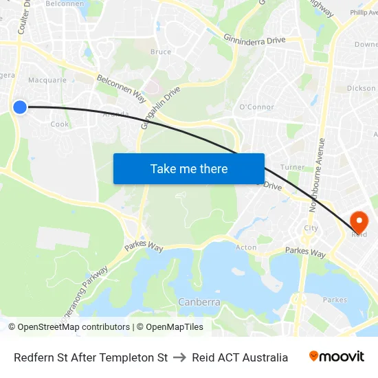Redfern St After Templeton St to Reid ACT Australia map