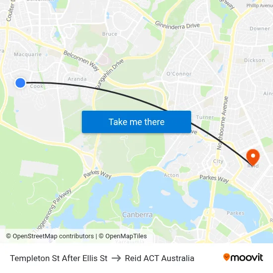 Templeton St After Ellis St to Reid ACT Australia map