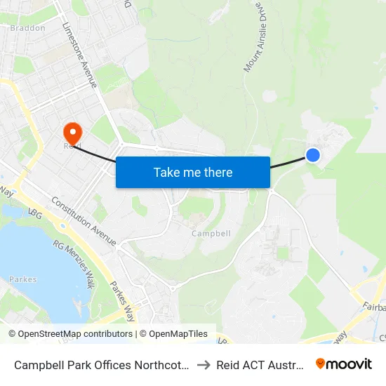 Campbell Park Offices Northcott Dr to Reid ACT Australia map