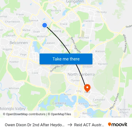 Owen Dixon Dr 2nd After Heydon Cr to Reid ACT Australia map