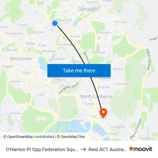 O'Hanlon Pl Opp Federation Square to Reid ACT Australia map