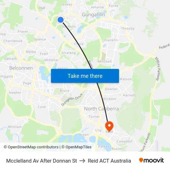Mcclelland Av After Donnan St to Reid ACT Australia map