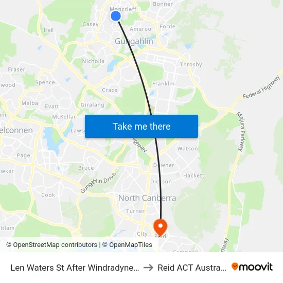 Len Waters St After Windradyne St to Reid ACT Australia map