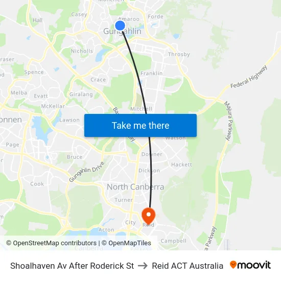 Shoalhaven Av After Roderick St to Reid ACT Australia map