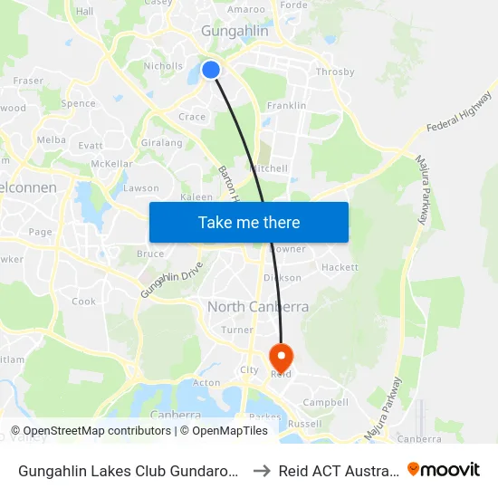 Gungahlin Lakes Club Gundaroo Dr to Reid ACT Australia map