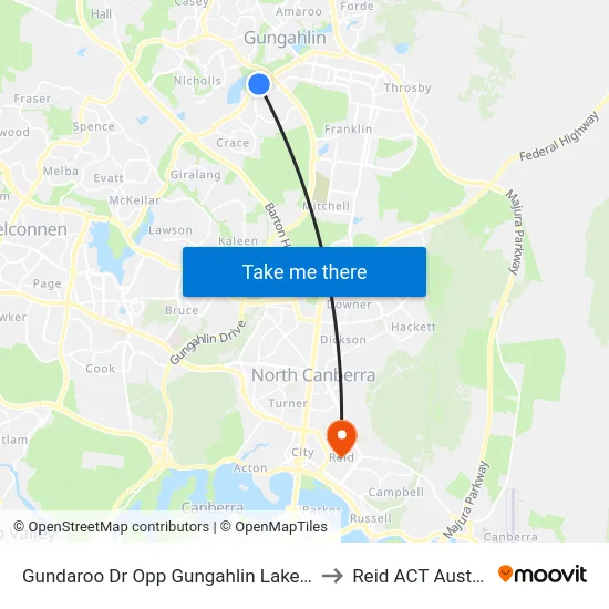 Gundaroo Dr Opp Gungahlin Lakes Club to Reid ACT Australia map