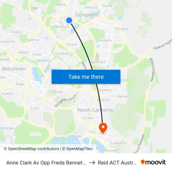 Anne Clark Av Opp Freda Bennett Cct to Reid ACT Australia map