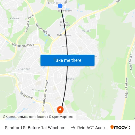 Sandford St Before 1st Winchombe Ct to Reid ACT Australia map