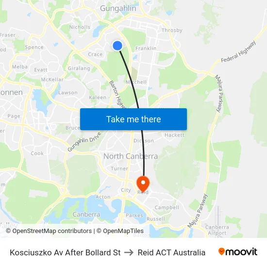 Kosciuszko Av After Bollard St to Reid ACT Australia map