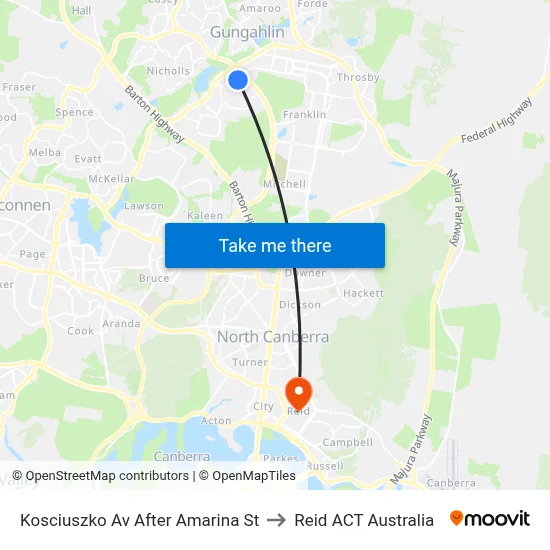 Kosciuszko Av After Amarina St to Reid ACT Australia map