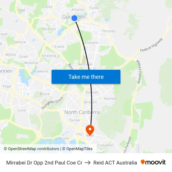 Mirrabei Dr Opp 2nd Paul Coe Cr to Reid ACT Australia map