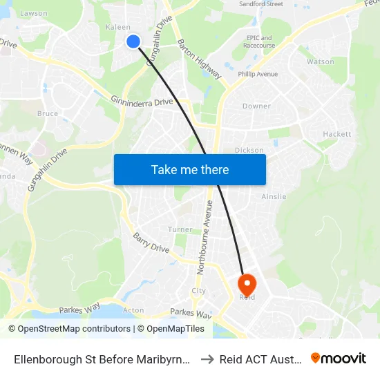 Ellenborough St Before Maribyrnong Av to Reid ACT Australia map
