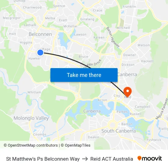 St Matthew's Ps Belconnen Way to Reid ACT Australia map