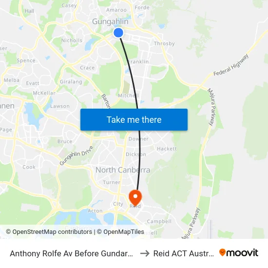 Anthony Rolfe Av Before Gundaroo Rd to Reid ACT Australia map
