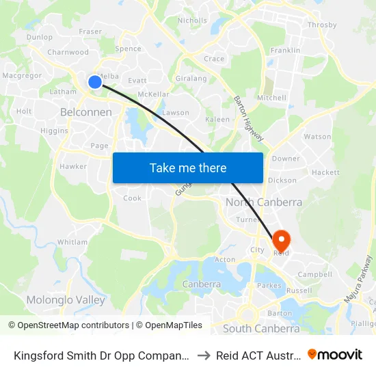 Kingsford Smith Dr Opp Companion Cr to Reid ACT Australia map